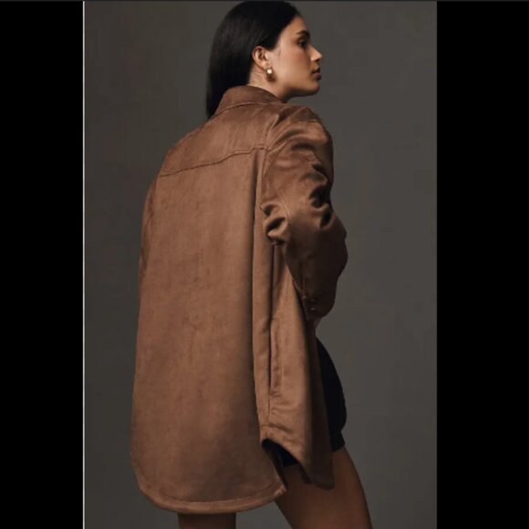 Brand New The Tillie Relaxed Faux-Suede Shacket by Pilcro - Picture 2 of 9